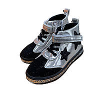 Демисезонные ботинки из экокожи для девочки Jong Golf 2908-19 серебро 30 р