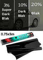Пленка тонировочная SOLUX 0.75x3m Super Dark Black 3%.(SRC антицарапин)
