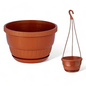 Горщик підвісний Європа ⌀ 22 см, теракот з підставкою