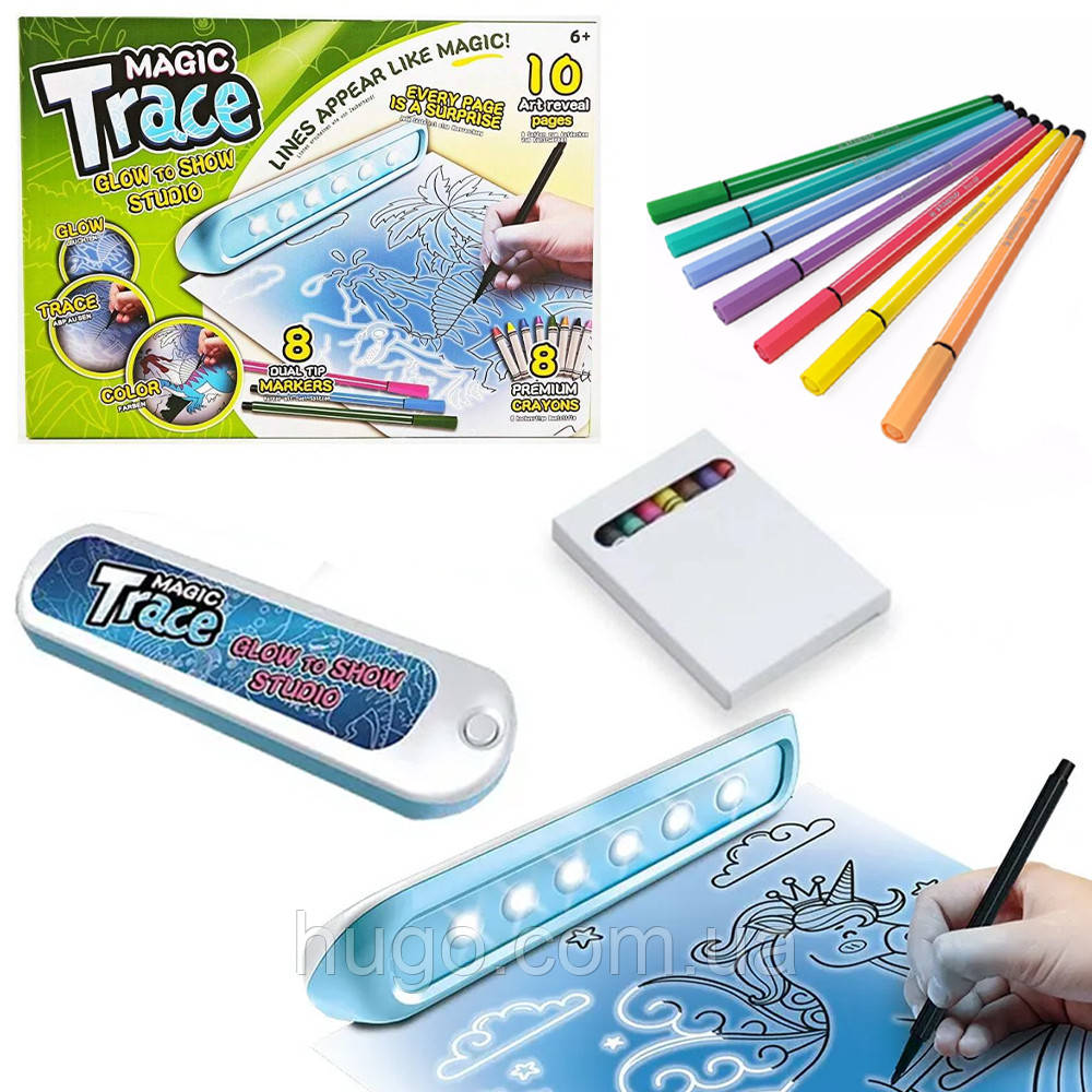 Дитячий набір Малюй світлом для малювання в темряві MAGIC TRACE D8238 / Набір для дитячої творчості