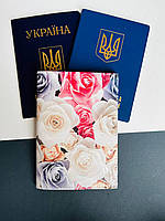 Обложка на паспорт - книжку кожа , загранпаспорт, загран паспорт венный билет розы