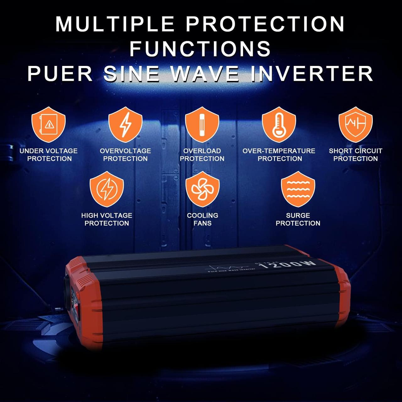 Инвертор FCHAO 12-220V с чистой синусоидой 1200W (2400W ...