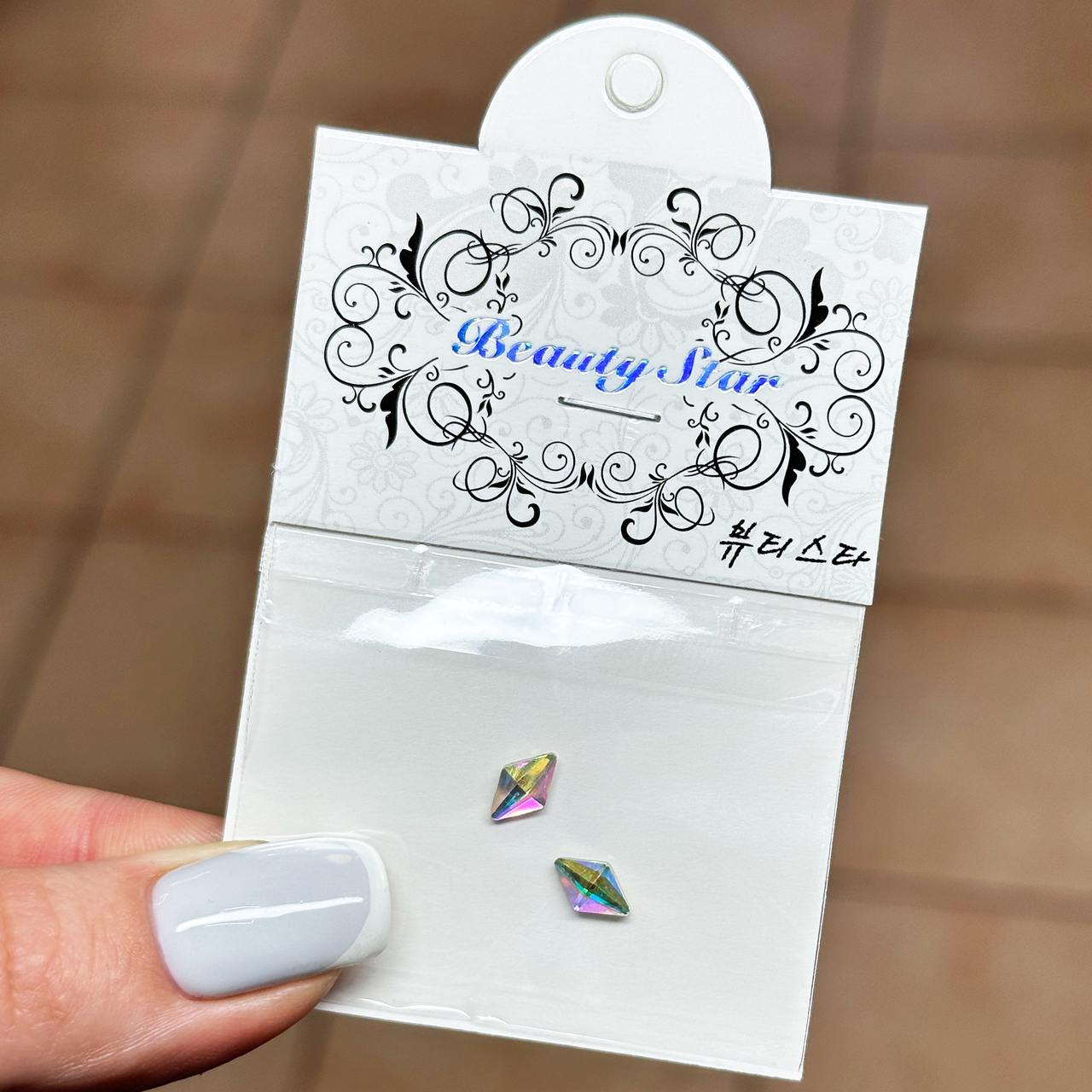 Камені для декору Beauty Star 2 шт, ромб прозорий хамелеон