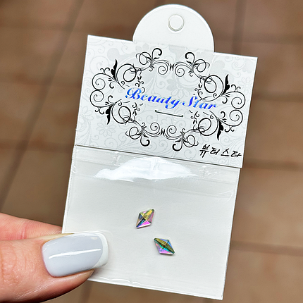 Камені для декору Beauty Star 2 шт, ромб прозорий хамелеон, фото 1