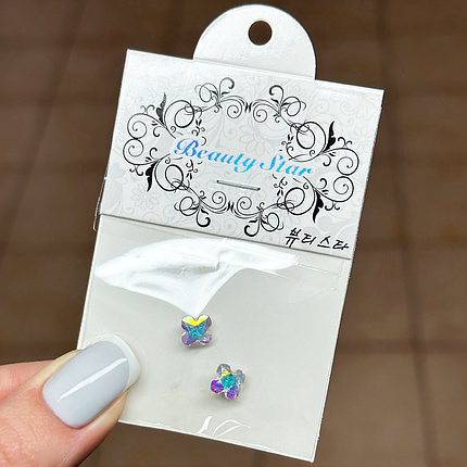 Камені для декору Beauty Star 2 шт, квітка прозорий хамелеон, фото 1