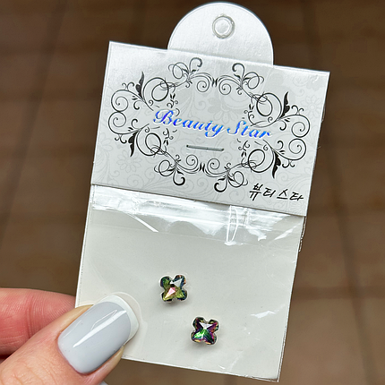 Камені для декору Beauty Star 2 шт, квітка зелений хамелеон, фото 1