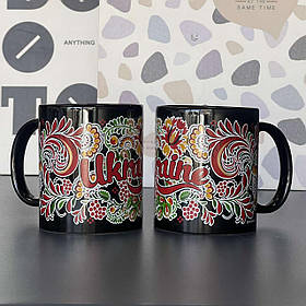 Чашка кераміка "Україна" англ., чорна, сувенір