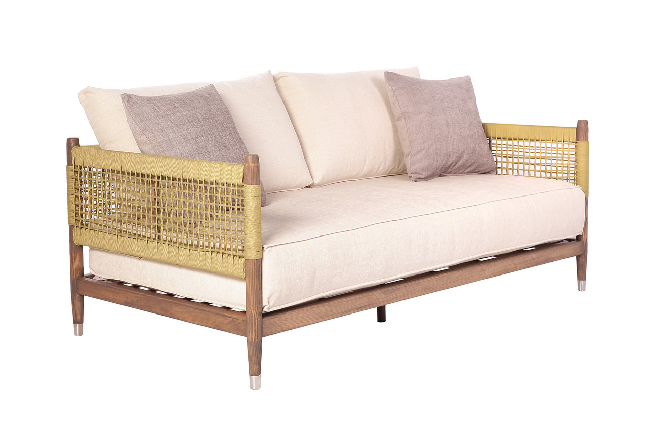 Диван садовый 2-местный Форест без текстиля каркас дерево полиэфирная лента L8, 175х91х66 см (Pradex ТМ)