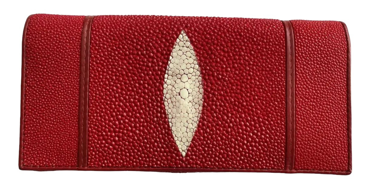 Гаманець жіночий із натуральної шкіри ската  Ekzotic Leather Червоний (stw 29_4)