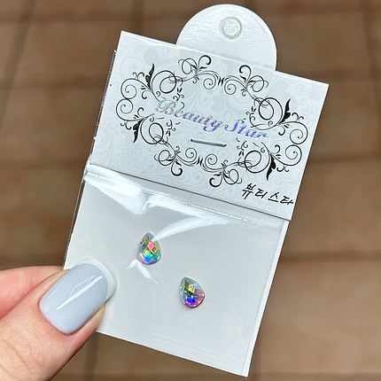 Камені для декору Beauty Star 2 шт, крапля прозорий хамелеон, фото 1