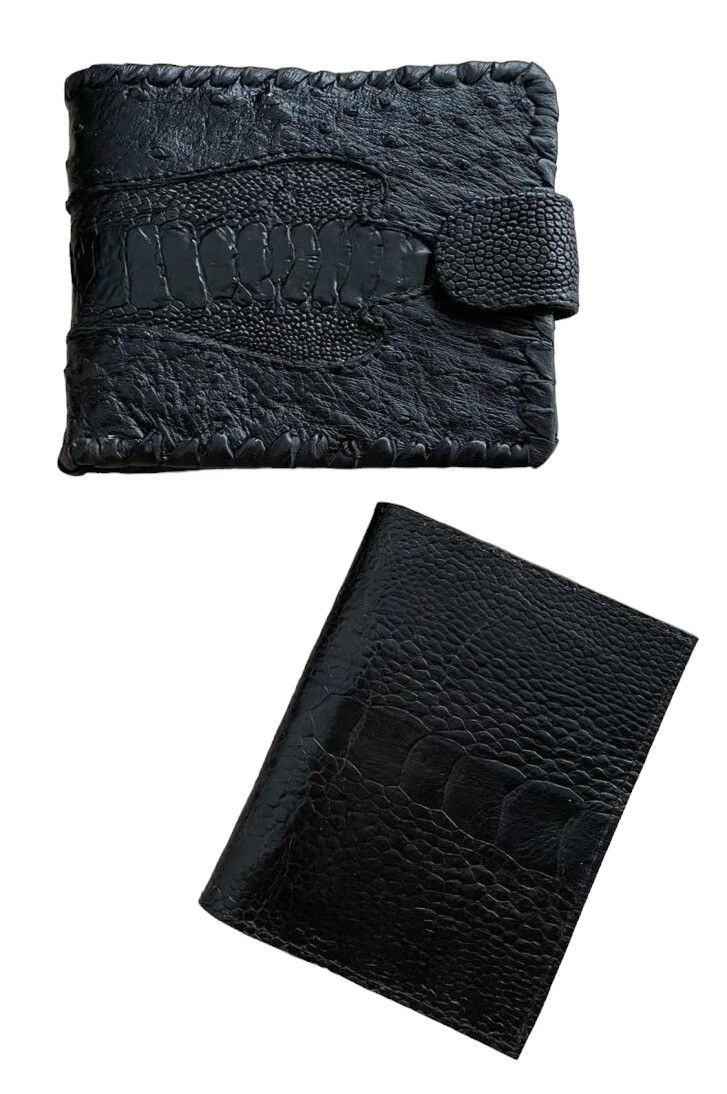 Подарунковий набір комплект для чоловіків гаманець і візитниця зі шкіри страуса