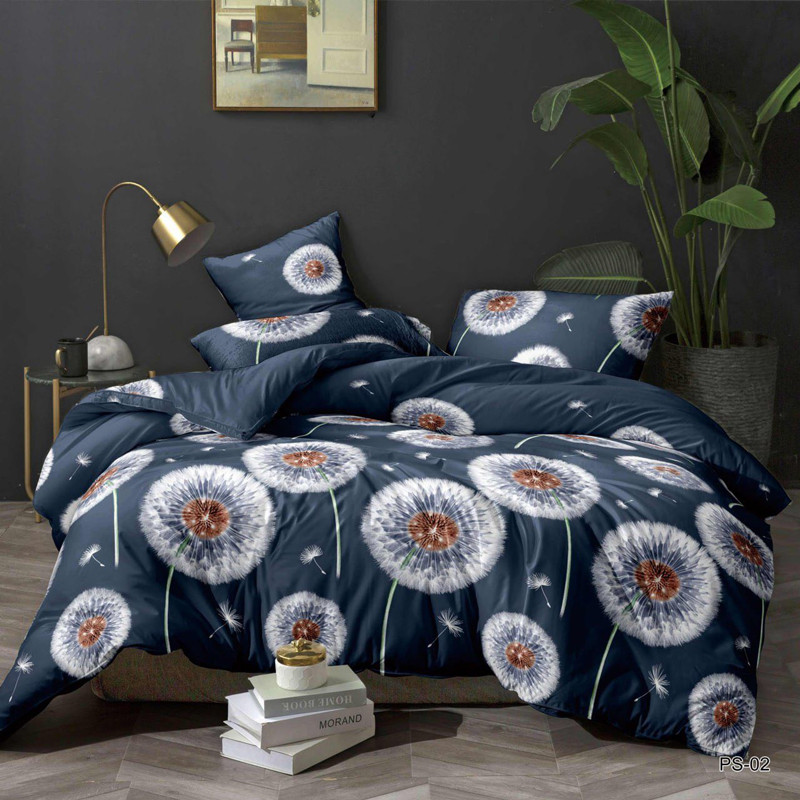 Тканина для постільної білизни Полисатин 135 SP135-PS-02 (60м) кульбаби на синьому