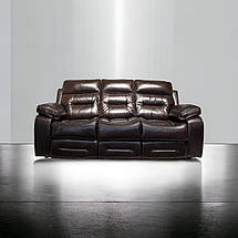 Шкіряний мягкий комплект диван-ліжко + 2 крісла реклайнера, Френк, фото 2