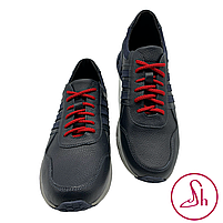 Шкіряні чоловічі кросівки стильного дизайну синього кольору «Style Shoes», фото 3