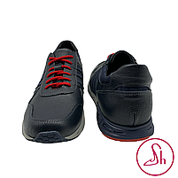 Шкіряні чоловічі кросівки стильного дизайну синього кольору «Style Shoes», фото 4