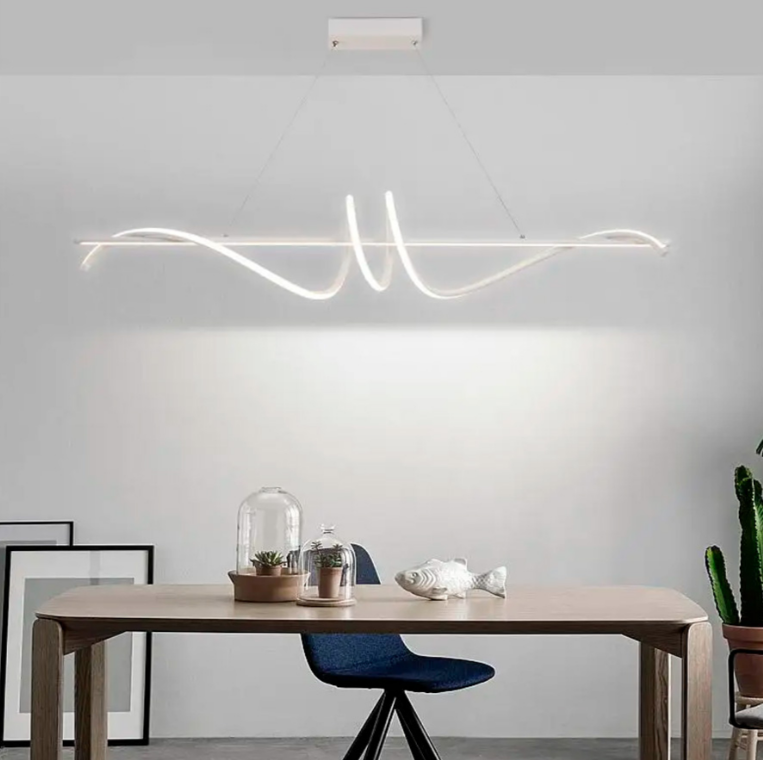 Скандинавська світлодіодна  люстра в білому корпусі довжиною 100см і 120см, фото 1