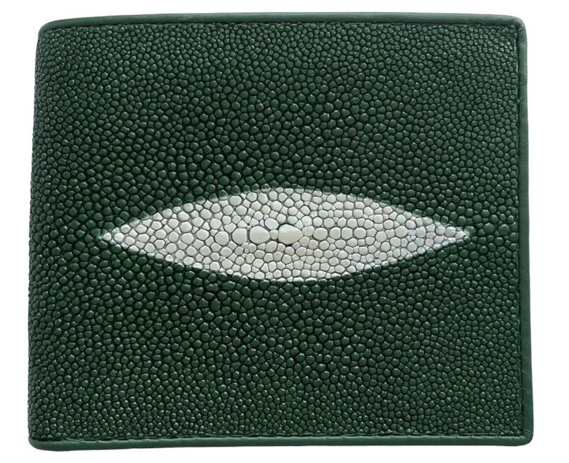 Гаманець портмоне чоловічий із натуральної шкіри морського ската зелений