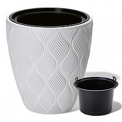 Горщик із вкладкою Флоу ⌀ 40 см, білий морозостійкий