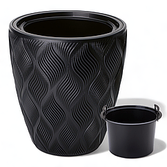 Горщик із вкладкою Флоу ⌀ 40 см, чорний морозостійкий