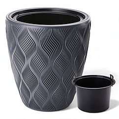 Горщик із вкладкою Флоу ⌀ 40 см, антрацит морозостійкий