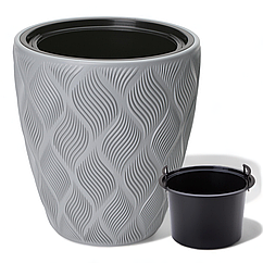 Горщик із вкладкою Флоу ⌀ 40 см, платина морозостійкий