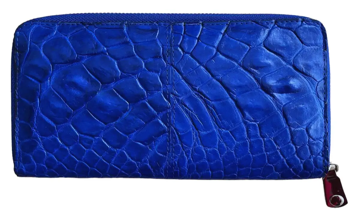 Гаманець портмоне із натуральної шкіри крокодила синій індиго