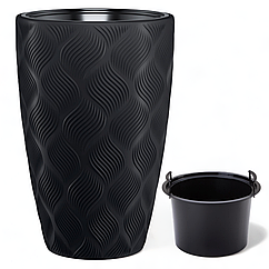 Горщик із вкладкою Флоу Слім ⌀ 40 см, чорний морозостійкий
