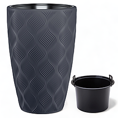 Горщик із вкладкою Флоу Слім ⌀ 40 см, антрацит морозостійкий