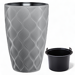 Горщик із вкладкою Флоу Слім ⌀ 40 см, платина морозостійкий