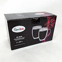 Прозрачные чашки с двойными стенками Con Brio CB-8630 2шт, 300мл, Чайные чашки с MC-910 двойными стенками