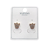 Сережки Тюльпан Xuping з цирконієм позолота 8мм, фото 2