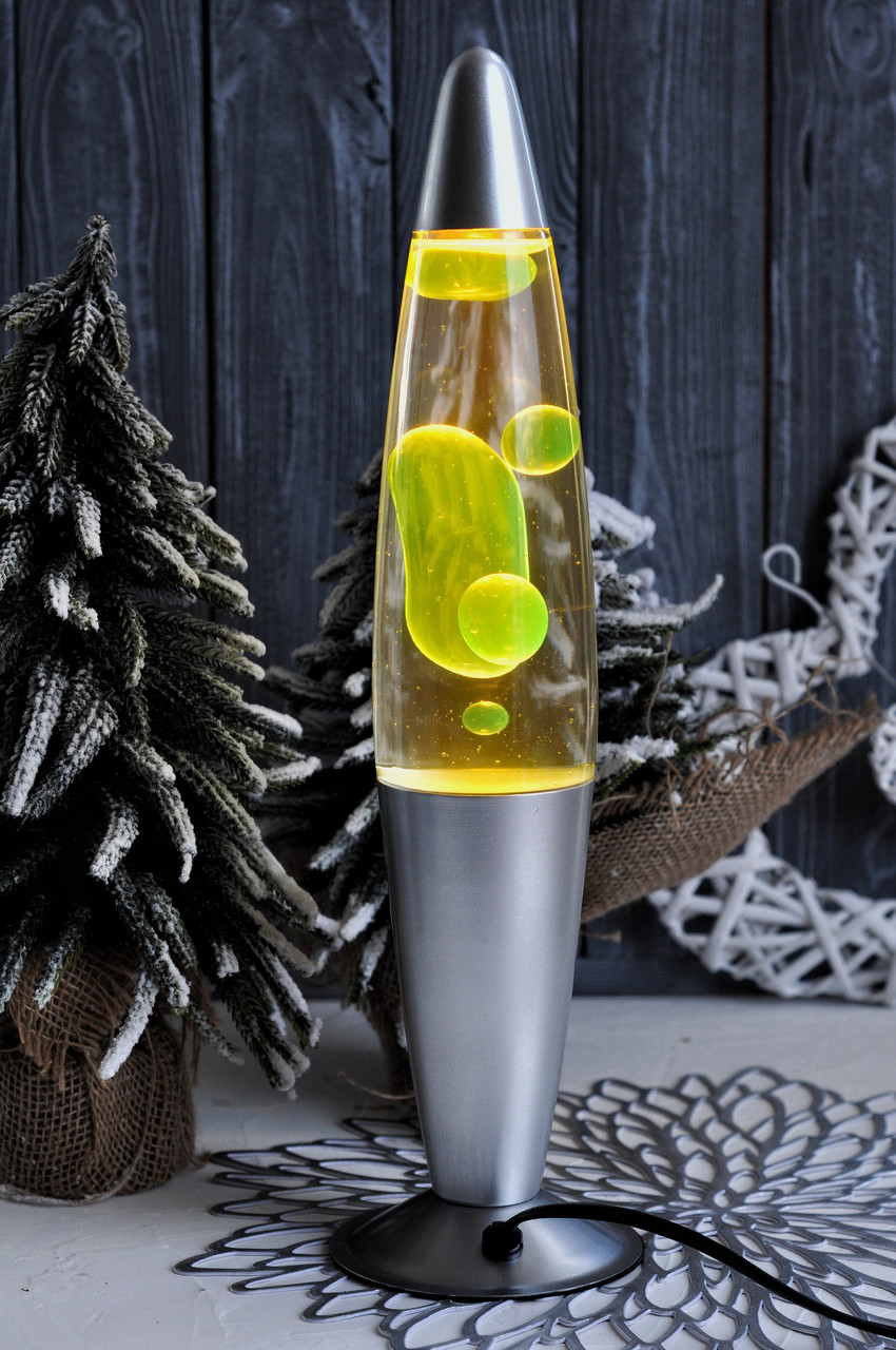 Лава лампа Wax Lamp бульки 42 см жовта