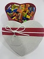 Коробка серце біло-червона 100 шт.