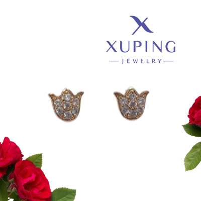 Сережки Тюльпан Xuping з цирконієм позолота 8мм