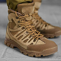 Качественные ботинки Ninja's койот тактические берцы нубуковые на резиновой прошитой подошве коричневые 44 ukr
