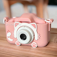 Детский цифровой фотоаппарат Children's fun Camera Steep Котик розовый