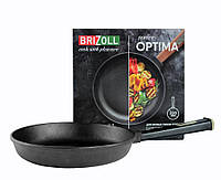 Сковорода чугунная Brizoll Optimа 220 х 40 мм без крышки деревянная ручка (O2240-P1)