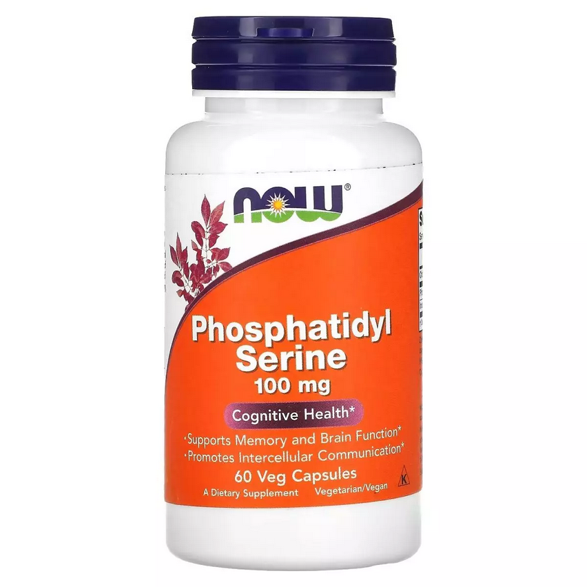 Фосфатидилсерин, 100 мг, Phosphatidyl Serine, Now Foods, 60 вегетарbanських капсул