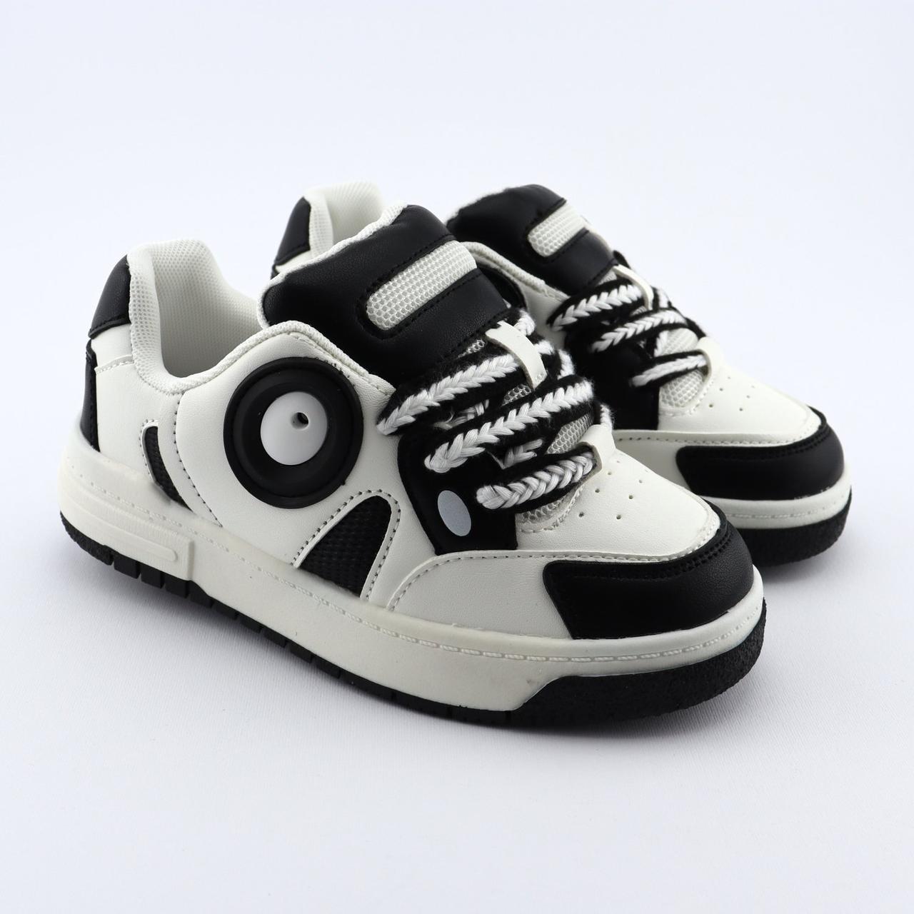 Білі кеди дитячі підліткові сліпони з чорними вставками шнурівка тм Том.м, фото 1