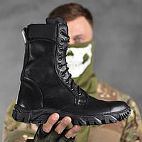Тактические берцы водоотталкивающие черные кожаные военные ботинки зимние на меховой подкладке 38 ukr