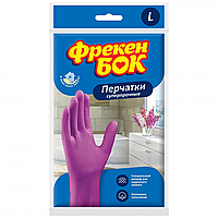 Перчатки резиновые универсальные розовые Фрекен Бок, L (1 пара)