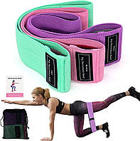 Резинка для фитнеса и спорта из ткани Hip Resistance Band 3 шт с сумочкой