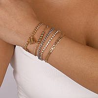 Набор браслетов 5 шт, золотистые и серебристые, бижутерия, украшение на руку / FS-2282