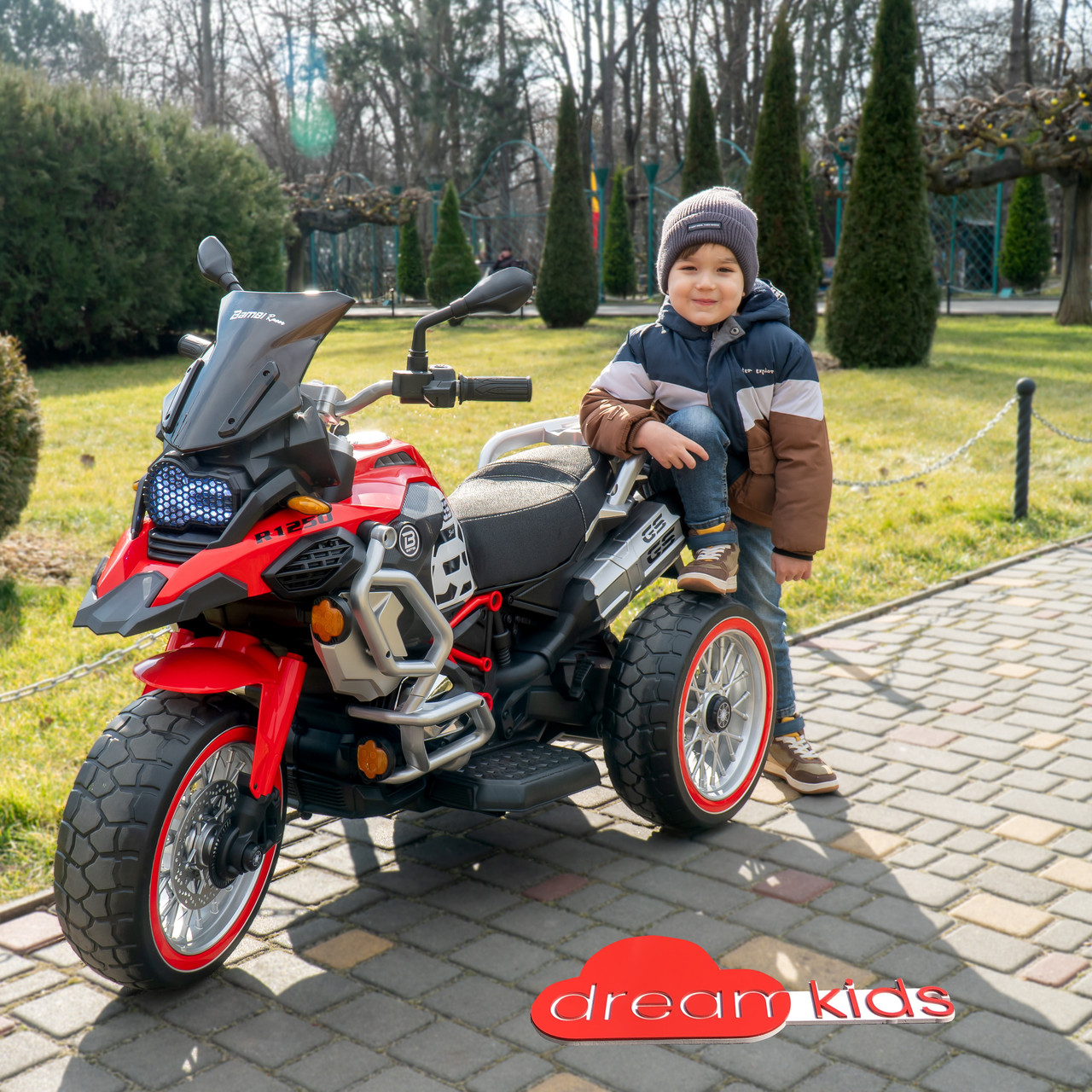 Електромобіль дитячий електро мотоцикл триколісний Suzuki M 5074EL-3, червоний