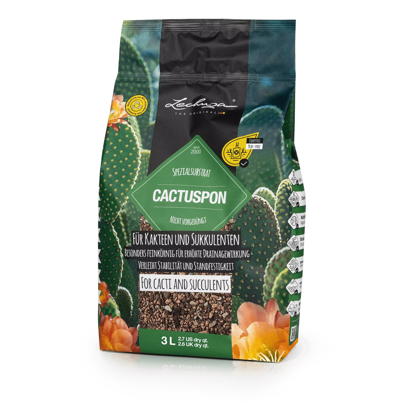 Субстрат Lechuza CactusPON 3 л для кактусів і сукулентів (Лечуза, Німеччина)