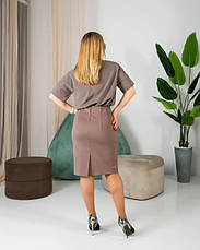 Спідниця жіноча "Ксенія" бежевого кольору у прямому пошитті із середньою посадкою розміри від 44 по 54, фото 4