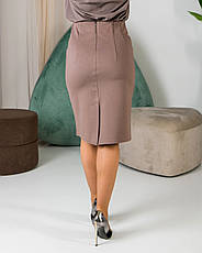 Спідниця жіноча "Ксенія" бежевого кольору у прямому пошитті із середньою посадкою розміри від 44 по 54, фото 5