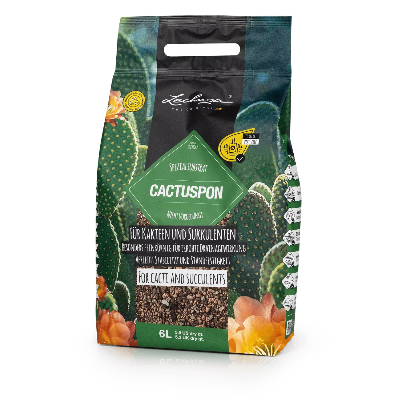 Субстрат Lechuza CactusPON 6 л для кактусів і сукулентів (Лечуза, Німеччина)