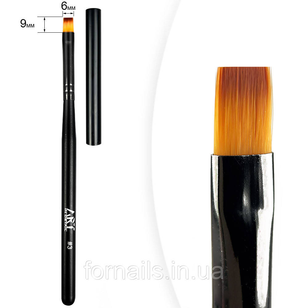 Пензель для гелю Gel Brush Square ART #3, 9 мм