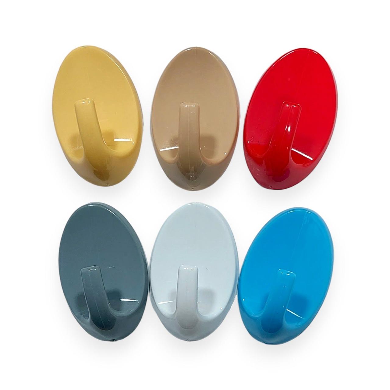 Гачок пластиковий овальний самоклеючий на липучці 5.5х3.4 см в асортименты кольорів